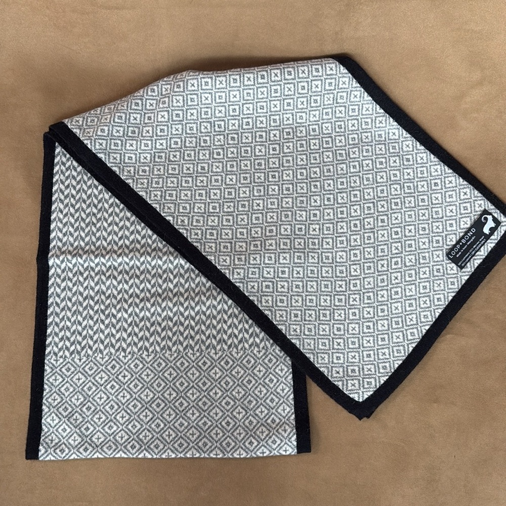 Loop + Bond Gray and White Geometric Cameron Scarf